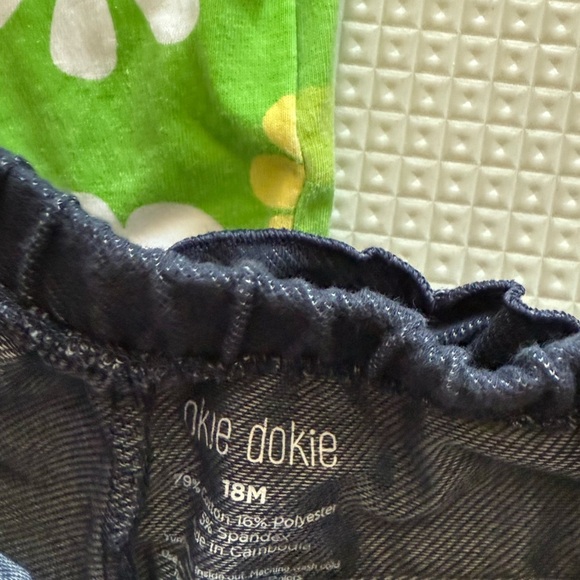 Okie Dokie|Baby girl vibrant green Floral Tank Top and Navy Shorts Set•••Cotton - Picture 5 of 5